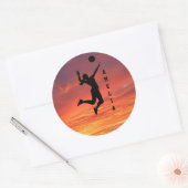 Vrouw Volleybal Speler Beachvolleybal Ronde Sticker (Envelop)