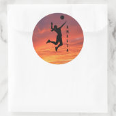 Vrouw Volleybal Speler Beachvolleybal Ronde Sticker (Tas)