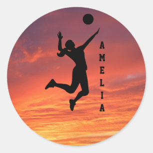 Vrouw Volleybal Speler Beachvolleybal Ronde Sticker
