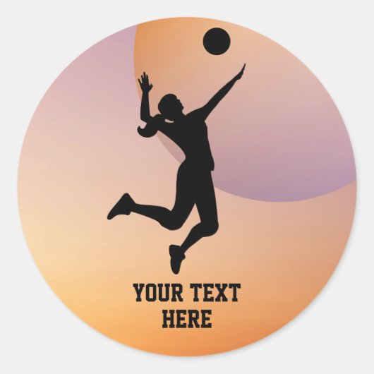 Vrouw Volleybal Speler Beachvolleybal Ronde Sticker (Voorkant)