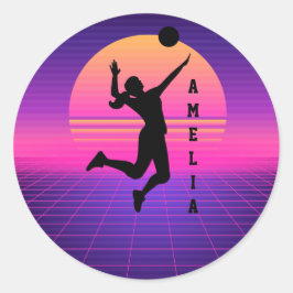 Vrouw Volleybal Speler Beachvolleybal Ronde Sticker