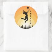 Vrouw Volleybal Speler Beachvolleybal Ronde Sticker (Tas)