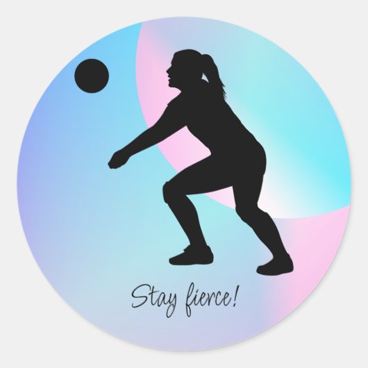 Vrouw Volleybal Speler Beachvolleybal Ronde Sticker (Voorkant)