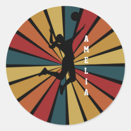 Vrouw Volleybal Speler Beachvolleybal Ronde Sticker