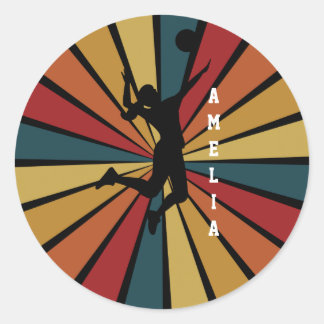 Vrouw Volleybal Speler Beachvolleybal Ronde Sticker