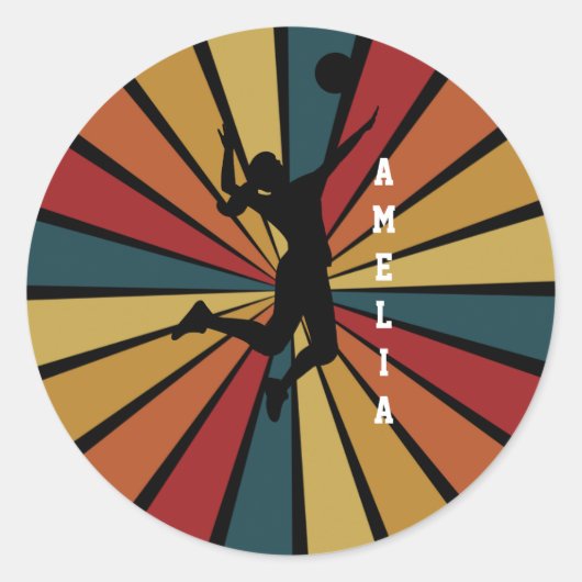 Vrouw Volleybal Speler Beachvolleybal Ronde Sticker (Voorkant)