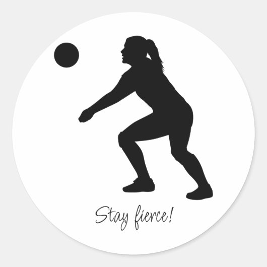 Vrouw Volleybal Speler Beachvolleybal Ronde Sticker (Voorkant)