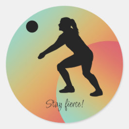 Vrouw Volleybal Speler Beachvolleybal Ronde Sticker