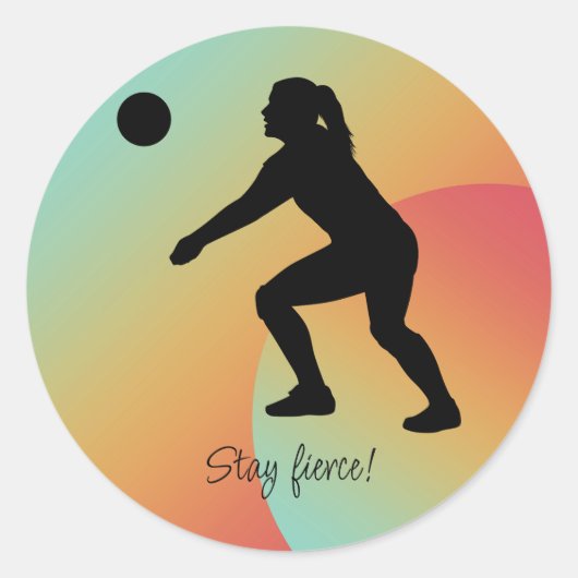 Vrouw Volleybal Speler Beachvolleybal Ronde Sticker (Voorkant)