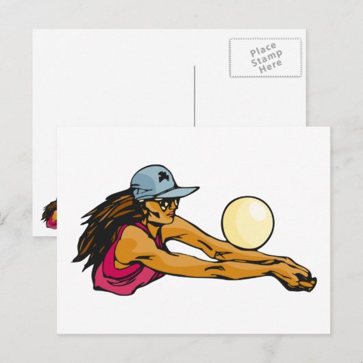 Vrouw Volleybalspeler Briefkaart (Voorkant / Achterkant)