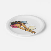 Vrouw Volleybalspeler Papieren Bordje (Gekanteld)