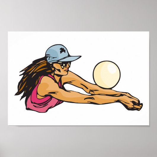 Vrouw Volleybalspeler Poster (Voorkant)