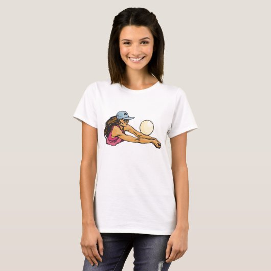 Vrouw Volleybalspeler T-shirt (Voorkant volledig)