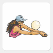 Vrouw Volleybalspeler Vierkante Sticker (Voorkant)