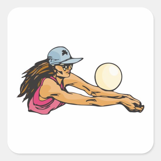 Vrouw Volleybalspeler Vierkante Sticker (Voorkant)