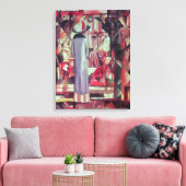 Vrouw voor een groot verlicht raam canvas afdruk (Insitu (Woonkamer))