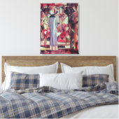 Vrouw voor een groot verlicht raam canvas afdruk (Insitu (Slaapkamer))