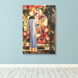 Vrouw voor een winkelruit door August Macke Canvas Afdruk