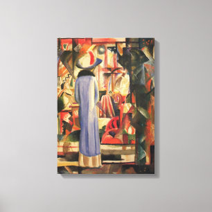 Vrouw voor een winkelvenster door August Macke Canvas Afdruk