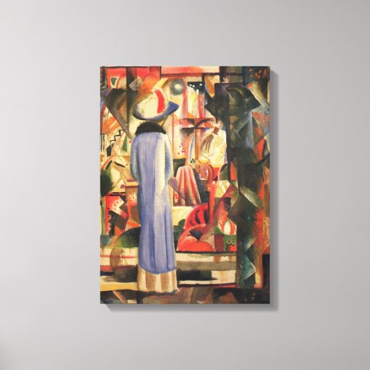 Vrouw voor een winkelvenster door August Macke Canvas Afdruk (Voorkant)