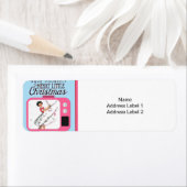 Vrouw voor kerstretro-stijl en tv etiket (Insitu)