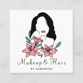  Vrouw voor Makeup & Hair Drawn Woman Silhouette Vierkante Visitekaartje