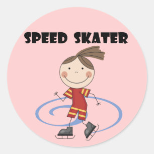 Vrouw voor snelheidskater ronde sticker