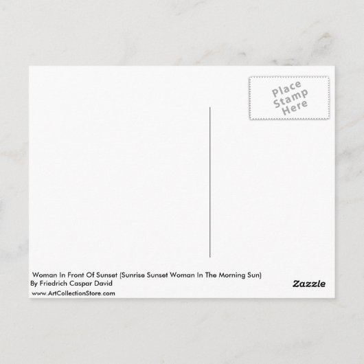 Vrouw voor zonsondergang briefkaart (Achterkant)