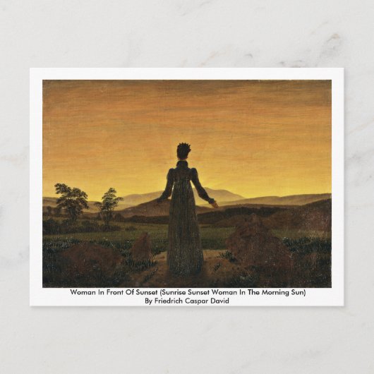 Vrouw voor zonsondergang briefkaart (Voorkant)