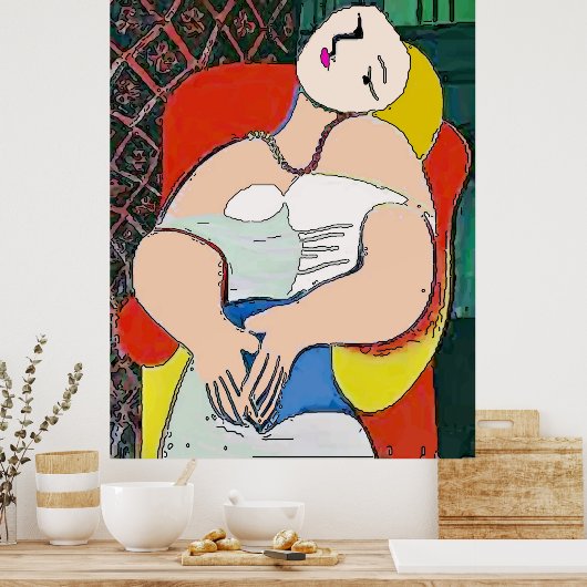 Vrouw voorzit, voeg tekst toe poster (Keuken)