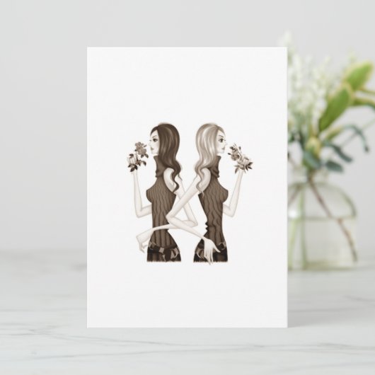 VROUW/VRIENDIN KRIJGEN SAMEN INVITE KAART (Staand voorkant)