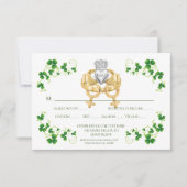 Vrouw Vrouw Irish Claddagh Ring and Shamrocks RSVP Kaartje (Voorkant)