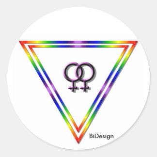 Vrouw/Vrouw van de regenboogdriehoek Ronde Sticker