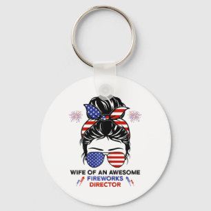 Vrouw Vuurwerk Directeur - Funny USA 4 juli GI Sleutelhanger