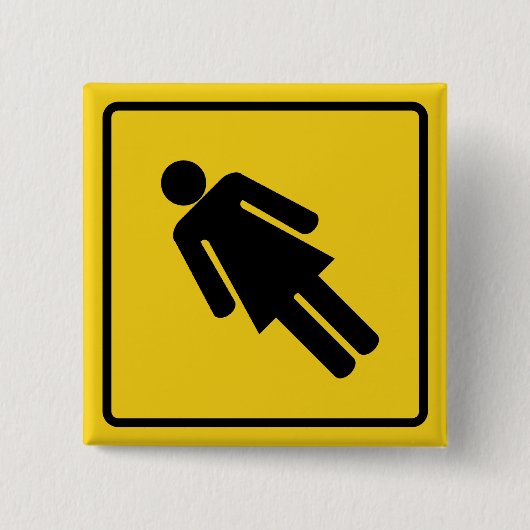 Vrouw Waarschuwingsknop Vierkante Button 5,1 Cm (Voorkant)