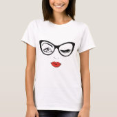 Vrouw Wace Winking Girl in glazen Eyelash T-shirt (Voorkant)