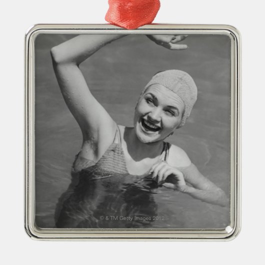 Vrouw Wachten Metalen Ornament (Voorkant)