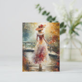 Vrouw wandelt in het Park AI Fine Art Briefkaart (Staand voorkant)