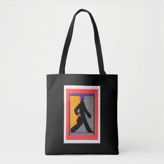 Vrouw Wandelt Zwart Tote Bag (Voorkant)