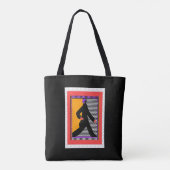 Vrouw Wandelt Zwart Tote Bag (Achterkant)