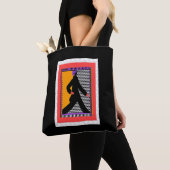 Vrouw Wandelt Zwart Tote Bag (Dichtbij)