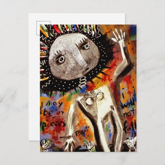 Vrouw wankelt op de rand van de afgrond briefkaart (Voorkant / Achterkant)