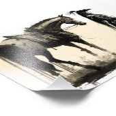 Vrouw Warrior and Horse, Schetskunst, Inktkunst Foto Afdruk (Hoek)