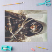 Vrouw Warrior gekleed in zwart Sci Fi Decoupage Tissuepapier (Craft)