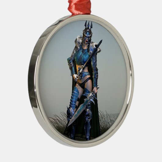 Vrouw Warrior Metalen Ornament (Rechts)