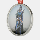 Vrouw Warrior Metalen Ornament (Links)