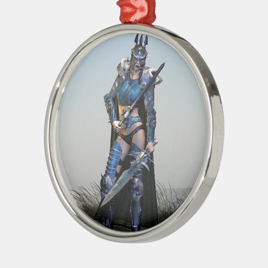 Vrouw Warrior Metalen Ornament (Links)