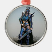 Vrouw Warrior Metalen Ornament (Voorkant)
