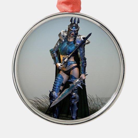 Vrouw Warrior Metalen Ornament (Voorkant)
