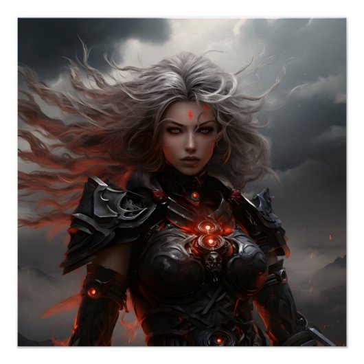 Vrouw Warrior Thunder en Lightning Poster (Voorkant)
